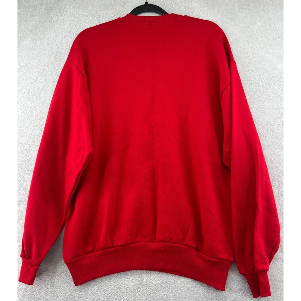 Vintage Jerzees Sweatshirt Mens Large Red Long Sleeve Crew Neck 90s
